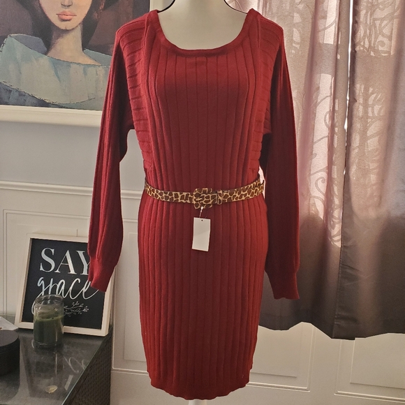 PrettyGarden Dresses & Skirts - PRETTYGARDEN NWT Ribbed Sweater Dress L